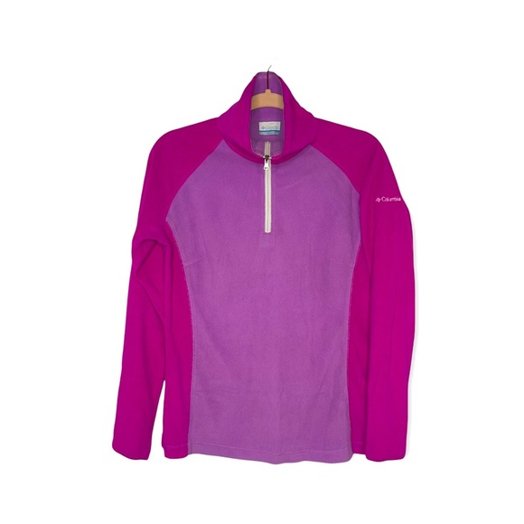 COLUMBIA Pink Two-Tone 1/4 Zip Pullover Fleece Jacket M - Picture 1 of 4